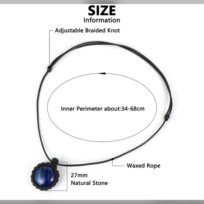 Natural Crystal Pendant Necklace - macrame adjustable