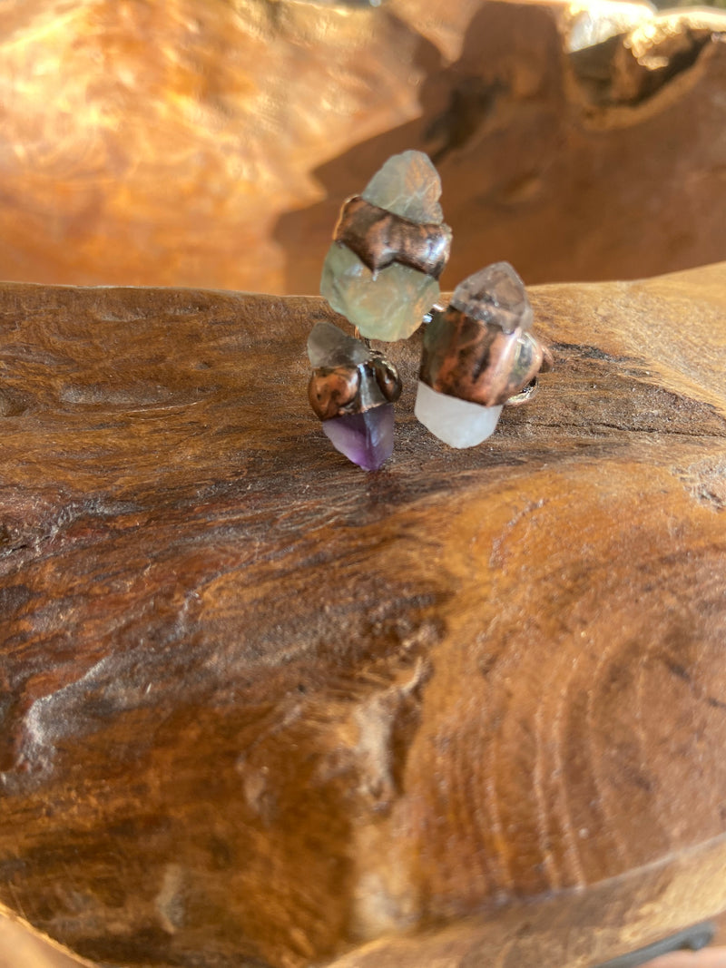 Hand Made Copper and Raw Crystal Rings