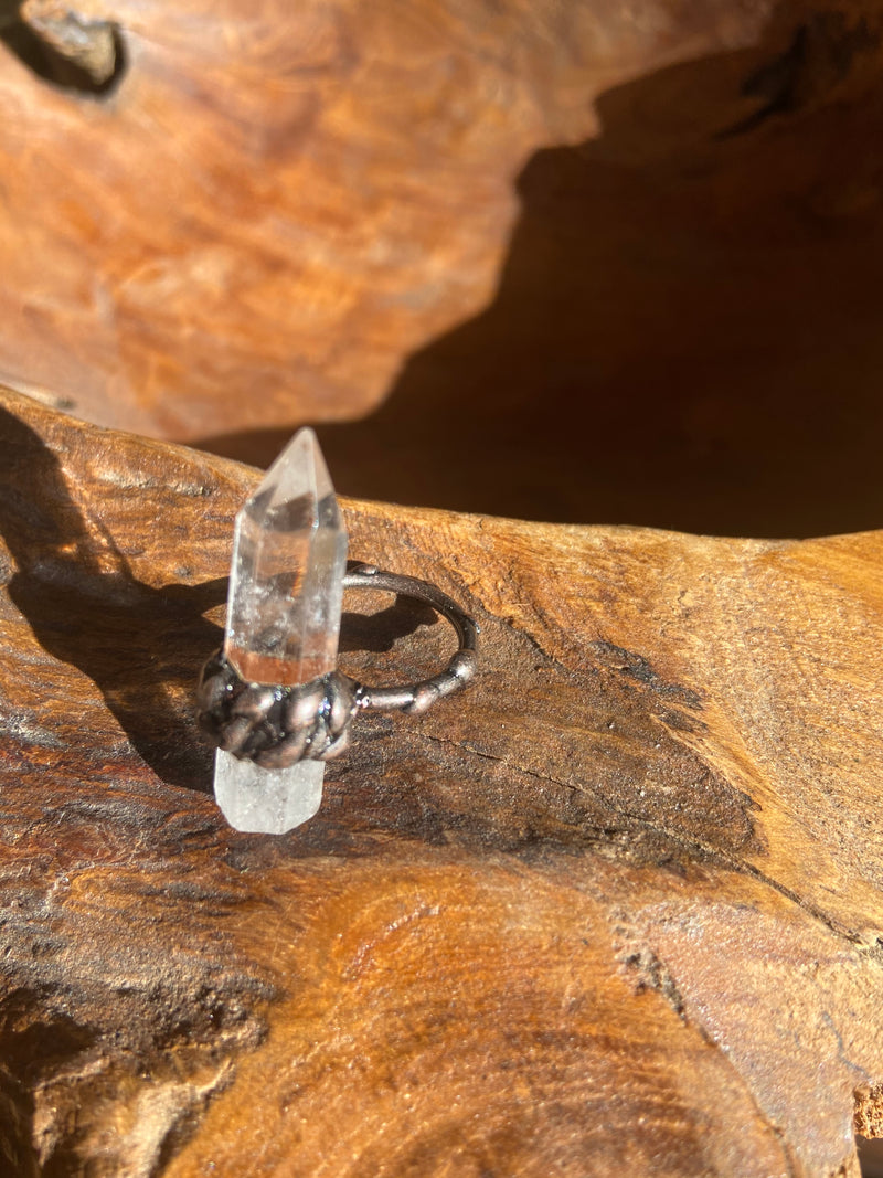 Hand Made Copper and Raw Crystal Rings