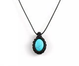 Natural Crystal Pendant Necklace - macrame adjustable