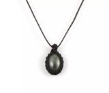 Natural Crystal Pendant Necklace - macrame adjustable