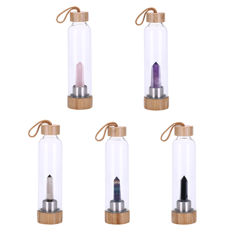 Crystal Infused Bamboo Glass Water Bottle