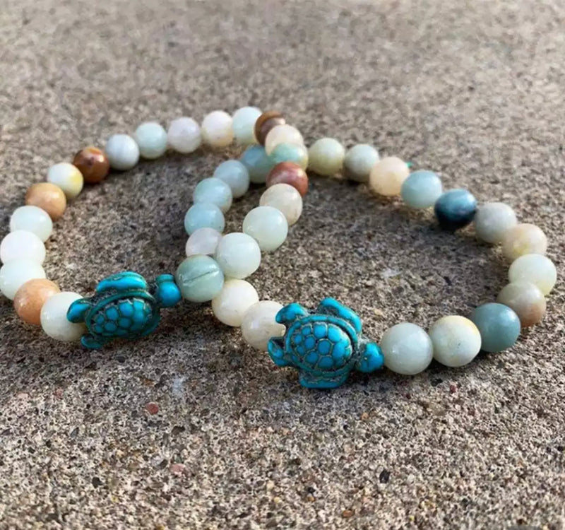 Amazonite & Turtle Beaded Bracelet
