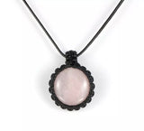Natural Crystal Pendant Necklace - macrame adjustable