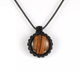 Natural Crystal Pendant Necklace - macrame adjustable