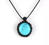 Natural Crystal Pendant Necklace - macrame adjustable