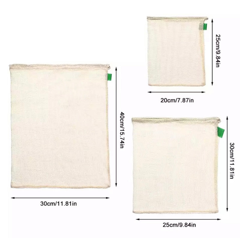 Organic Cotton Produce Bags 9 Pack