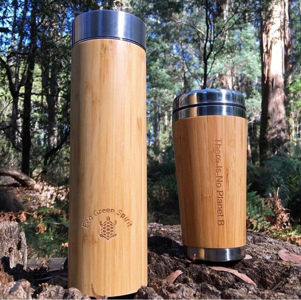 Bamboo Tea strainer Thermos and Coffee cup (2 pack)