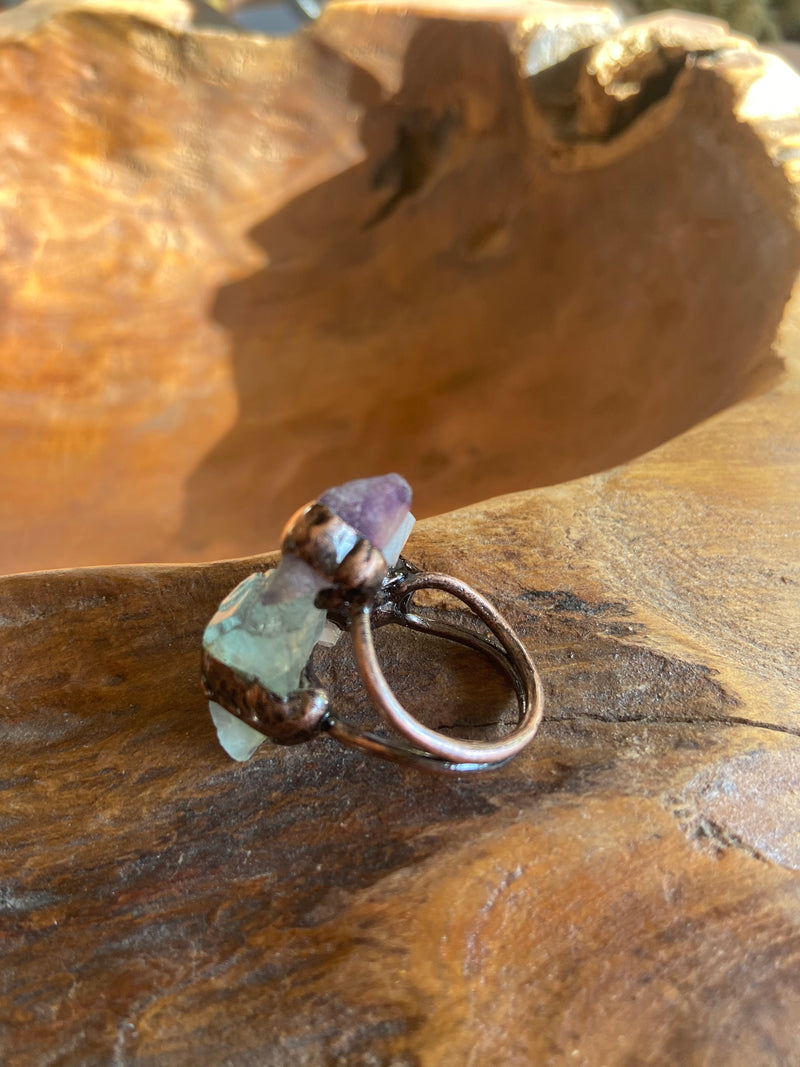 Hand Made Copper and Raw Crystal Rings