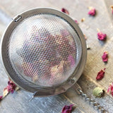 Tea Infuser with Amethyst or Rose Quartz Crystal -Stainless Steel