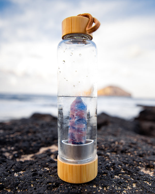 Crystal Infused Bamboo Glass Water Bottle