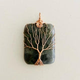 Natural Gem Stone Copper Wire Wrapped Tree of Life Healing Pendant