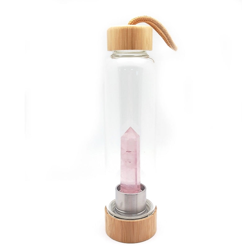 Crystal Infused Bamboo Glass Water Bottle