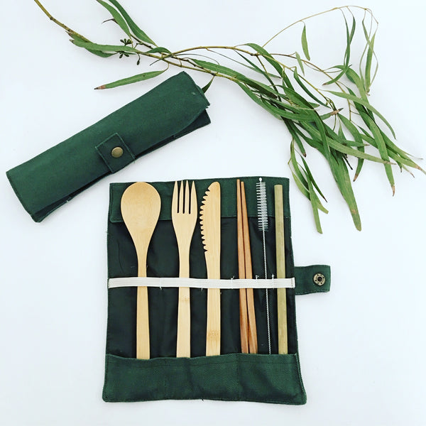 7 Piece Bamboo Cutlery Set