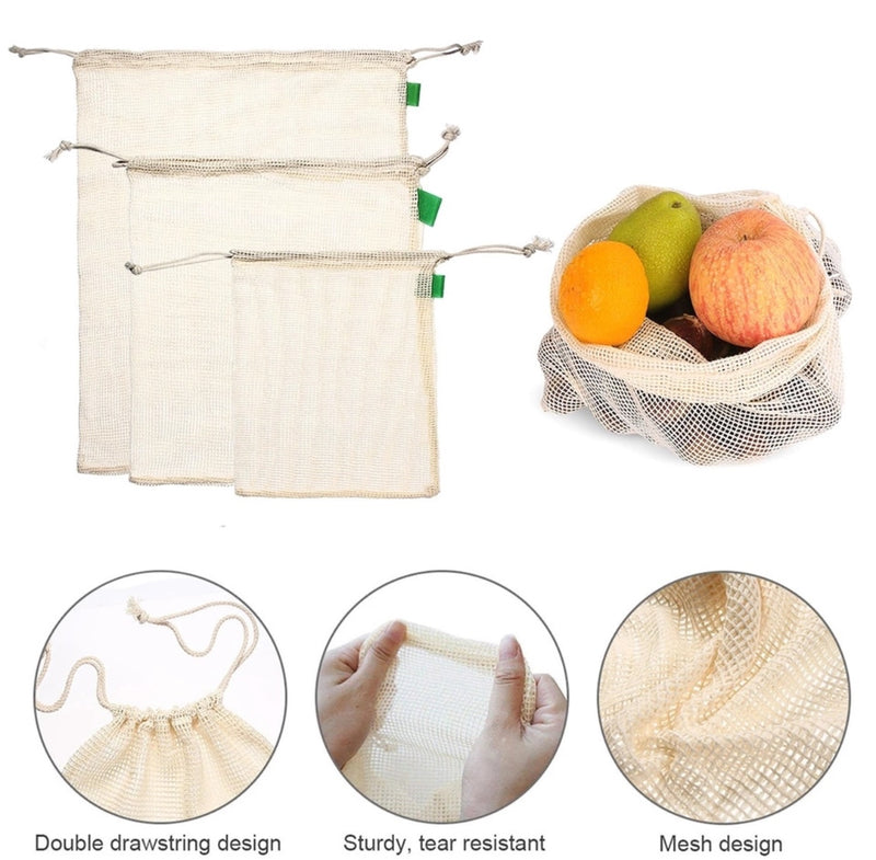 Organic Cotton Produce Bags 9 Pack