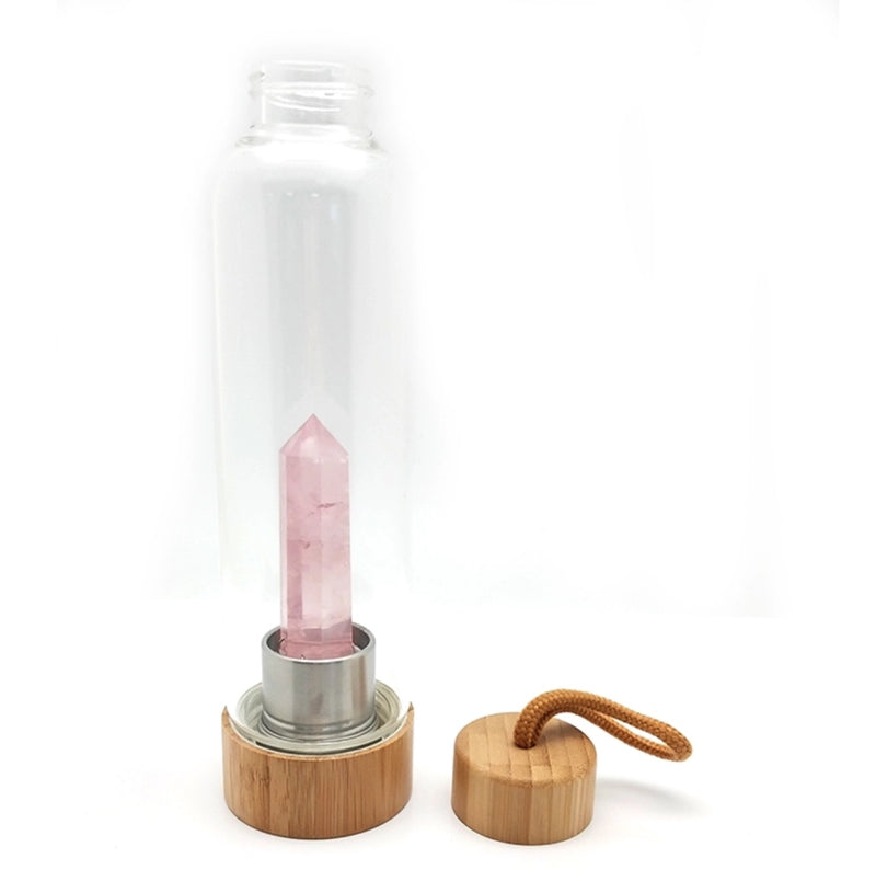 Crystal Infused Bamboo Glass Water Bottle