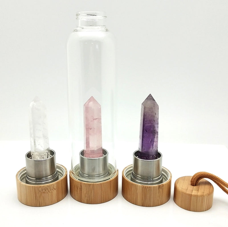Crystal Infused Bamboo Glass Water Bottle