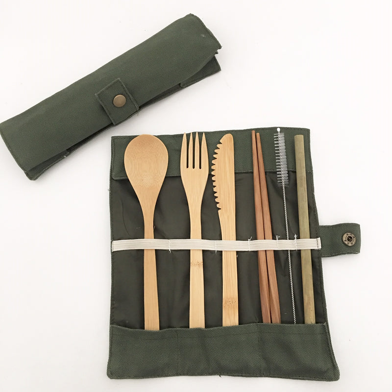 7 Piece Bamboo Cutlery Set