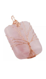 Natural Gem Stone Copper Wire Wrapped Tree of Life Healing Pendant
